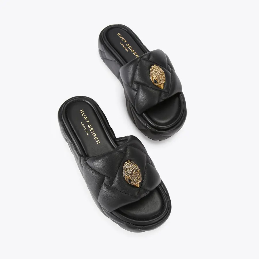 KENSINGTON PUFF FLATFORM Black Slip On Chunky Sandals by KURT GEIGER LONDON | Kurt Geiger US