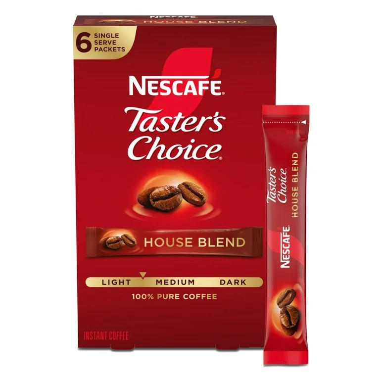 NESCAFÉ Taster's Choice House Blend, Light Medium Roast Instant Coffee, 1 Box, 6 Packets - Walma... | Walmart (US)