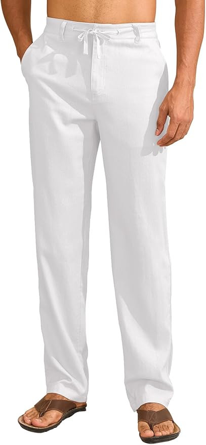 Uusollecy Leinenhose Herren Leichte Sommerhose Lang mit Kordelzug Herren Sommer Leinen Hose Freiz... | Amazon (DE)