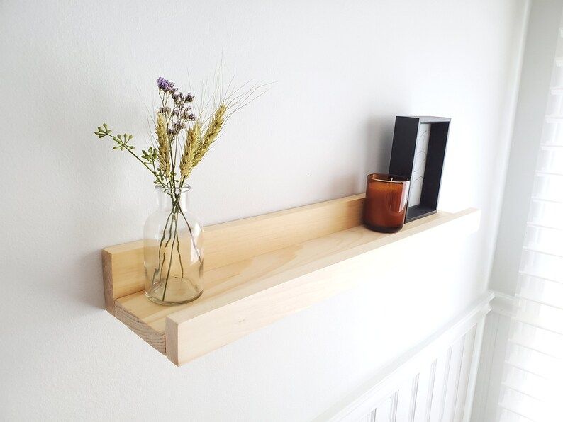 wood photo ledge shelf / picture frame ledge / floating shelf / minimal display shelf / nursery s... | Etsy (US)