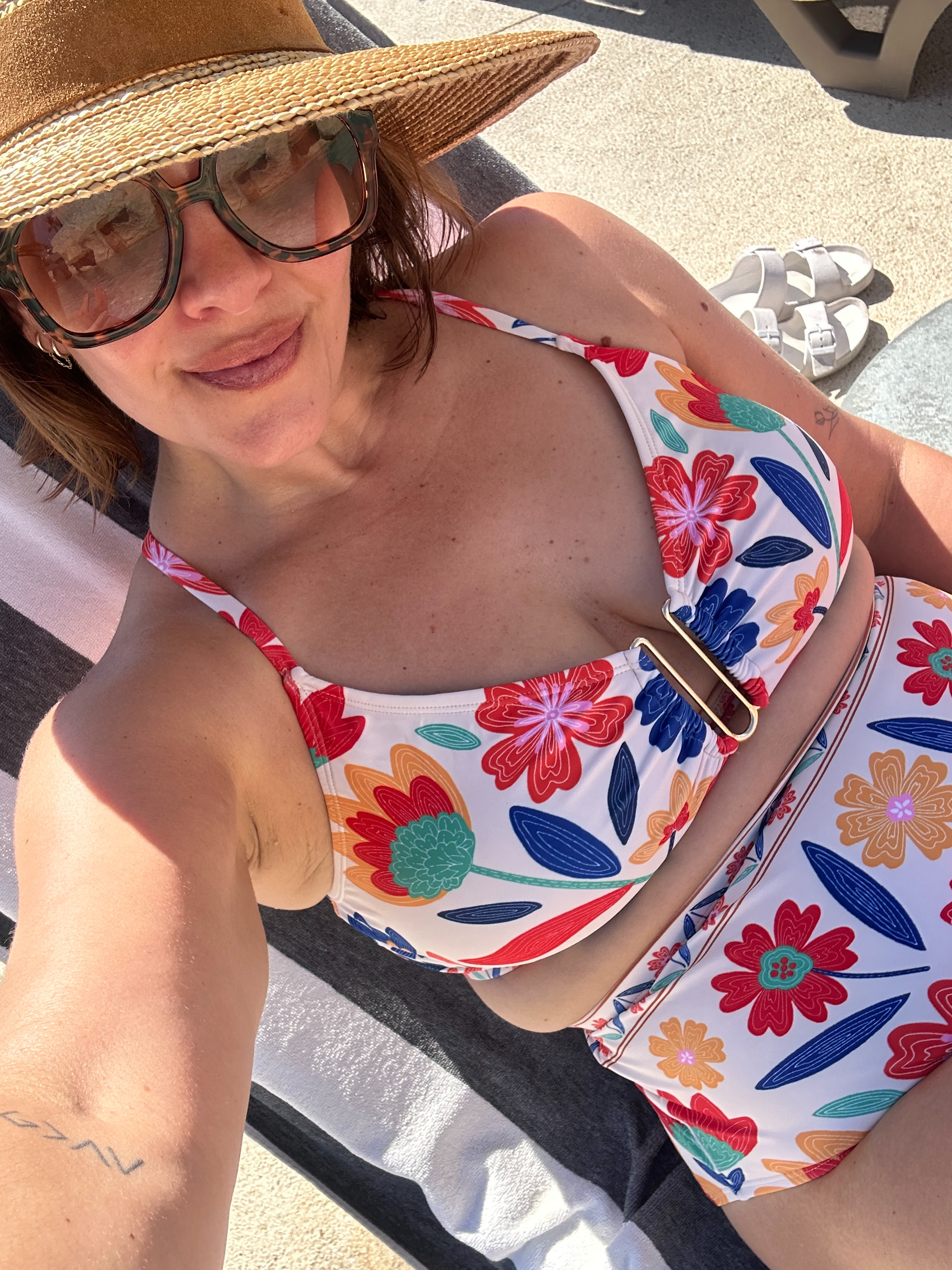 Wearing a medium in the suit. I would say if you are between sizes, size up!  

 #LTKOver40 #LTKMidsize #LTKTravel