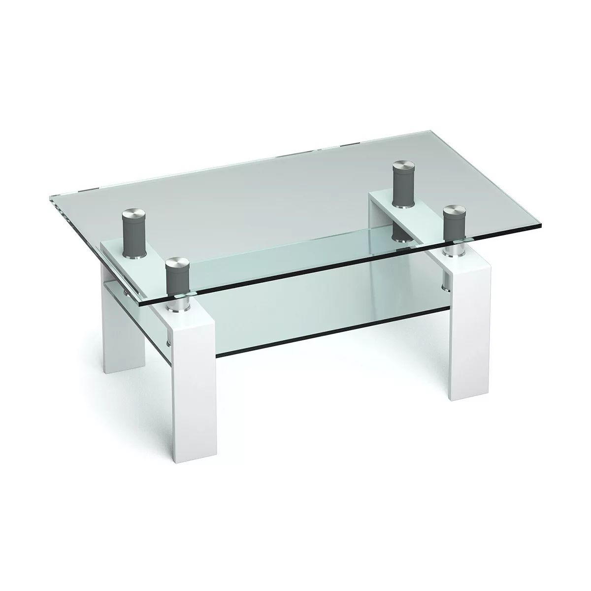 Rectangle Glass Coffee Table With Metal Legs For Living Room-White | Kohl's