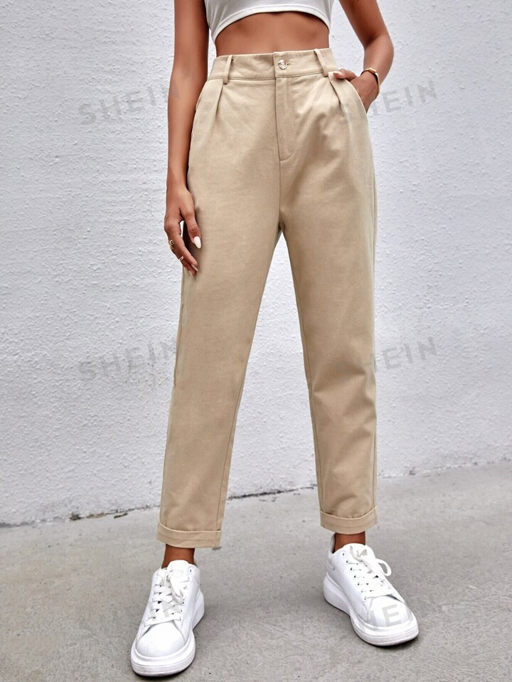 SHEIN EZwear Bolso Simples ocasional Calças | SHEIN