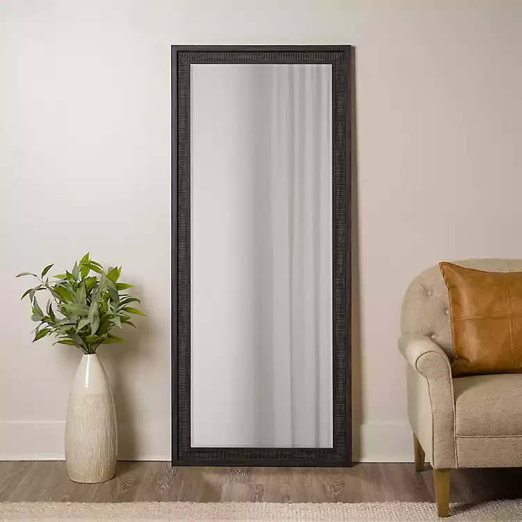 Black Plank Profile Leaner Mirror | Kirklands