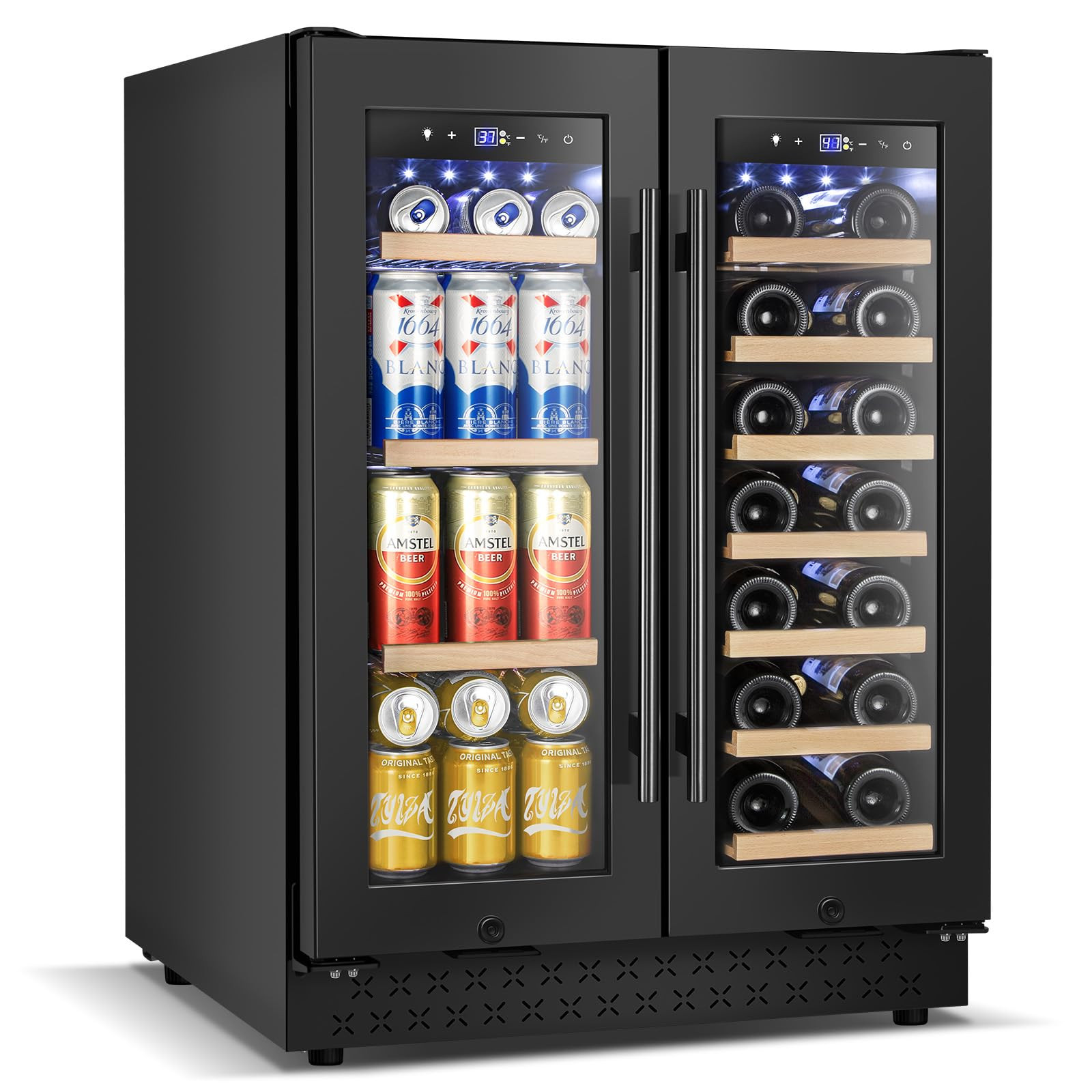 Wine and Beverage Refrigerator with Glass Door, 24-Inch Dual Zone Wine Fridge Under-Counter,4.6 C... | Amazon (US)