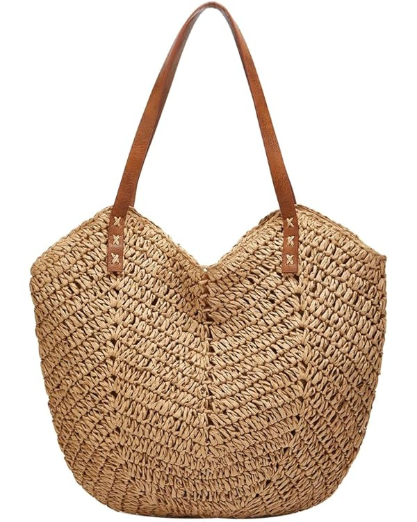 Summer Casual Straw Tote Bag Large Capacity Woven Shoulder Handbag for Summer Beach Vocation | Amazon (US)