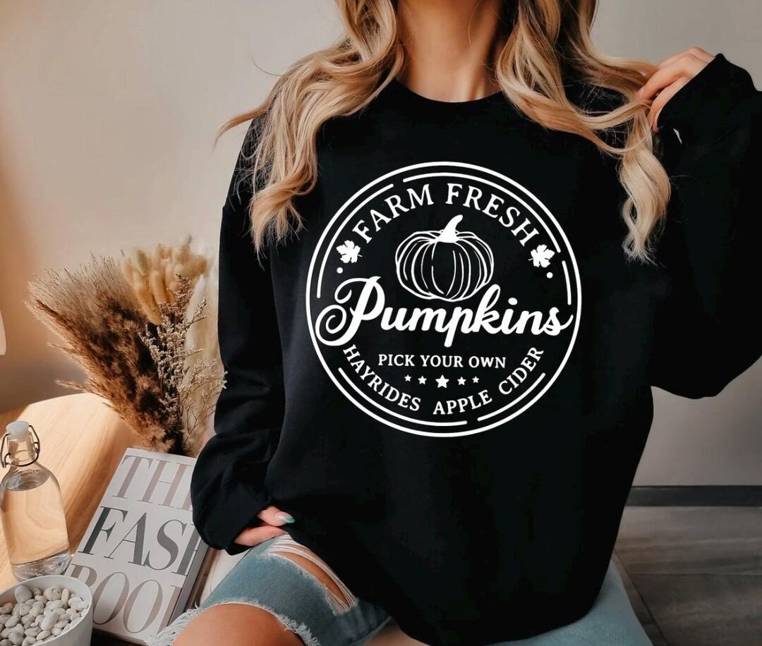 Farm Fresh Pumpkins Sweatshirts WHITE Logo, Fall T-shirt, Screen Printed Tee, Gifts for Her, Grap... | Etsy (US)