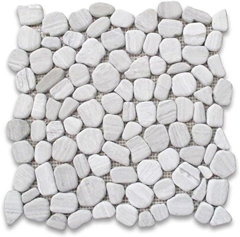 Stone Center Online Athens Silver Cream Marble Pebble Stone River Rocks Mosaic Tile Tumbled for K... | Amazon (US)