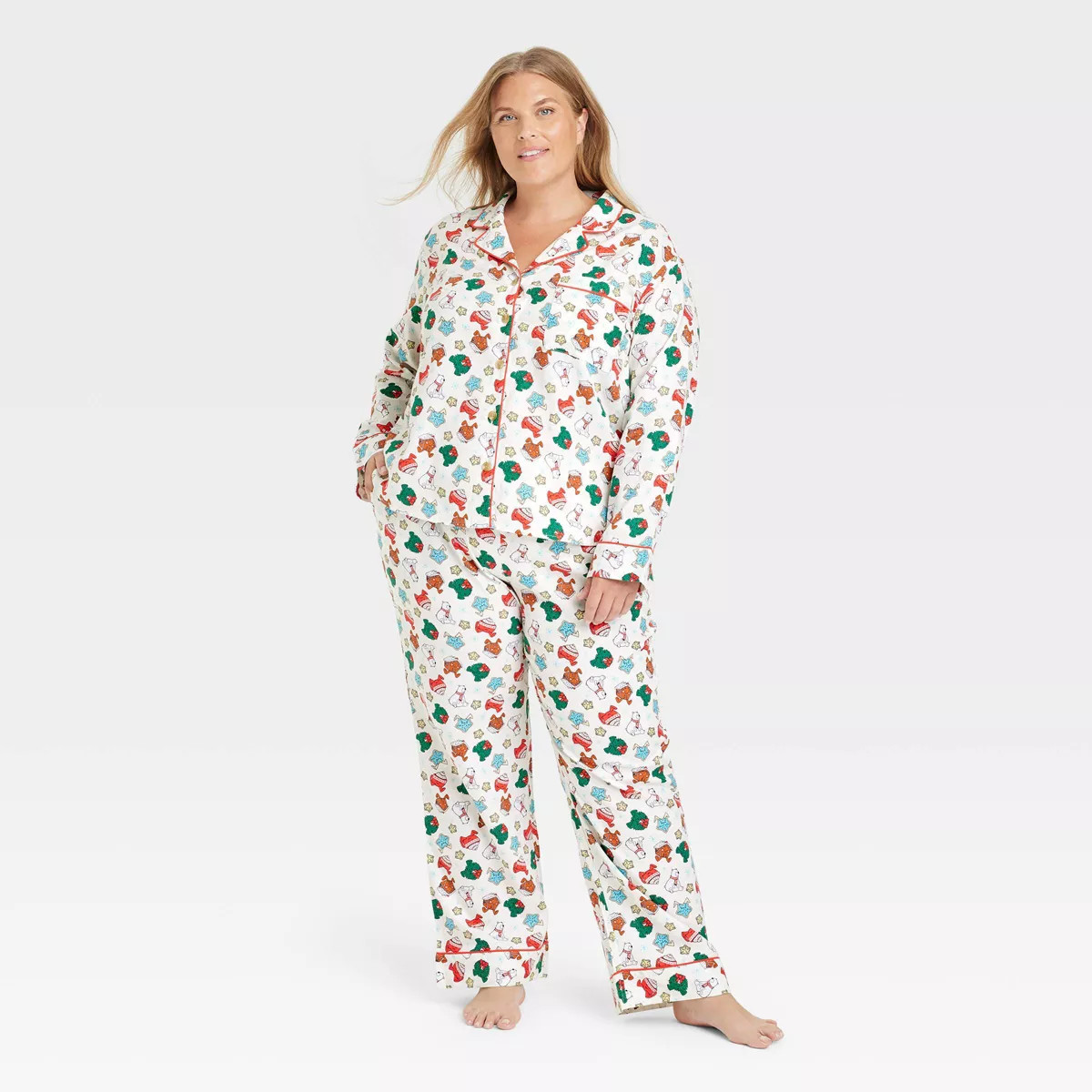 Women's Holiday Treats Print Flannel Holiday Matching Family Pajama Set - Wondershop™ White 3X | Target