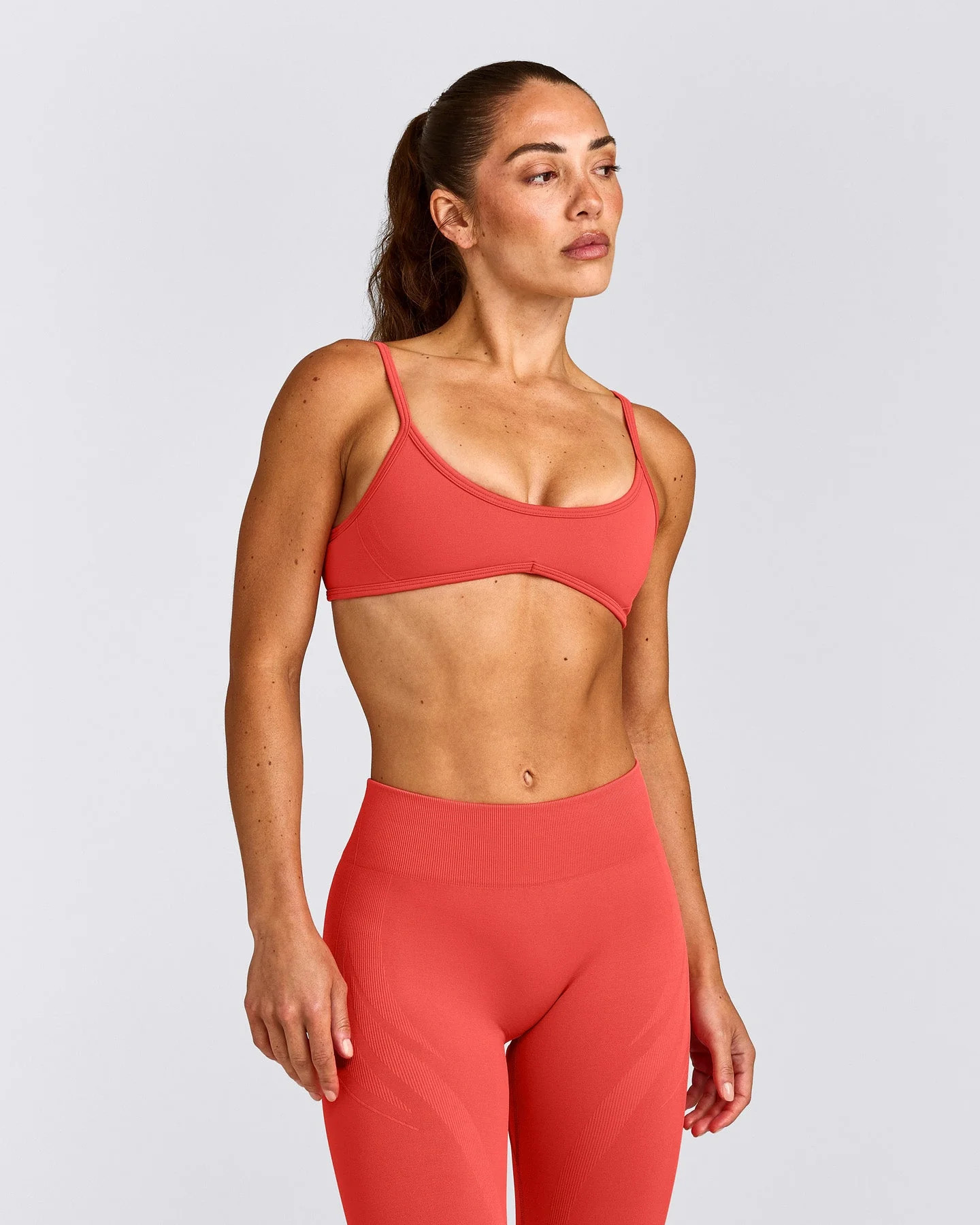 EnhanceLift™ Seamless Minimal Bralette with Gray Logo 
 Dark Charged Coral | Oner Active (UK / US)