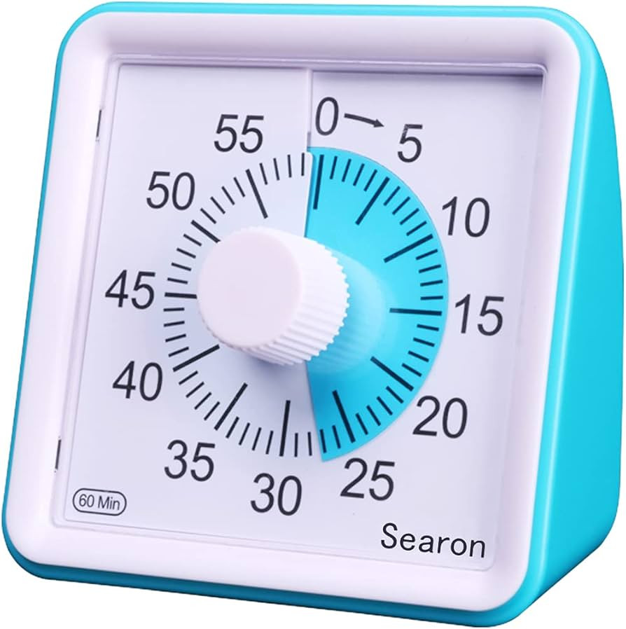 Searon Timer, Visual Timer for Kids and Adults, 3.07 Inches Square 60 Minute Countdown Analog Tim... | Amazon (US)