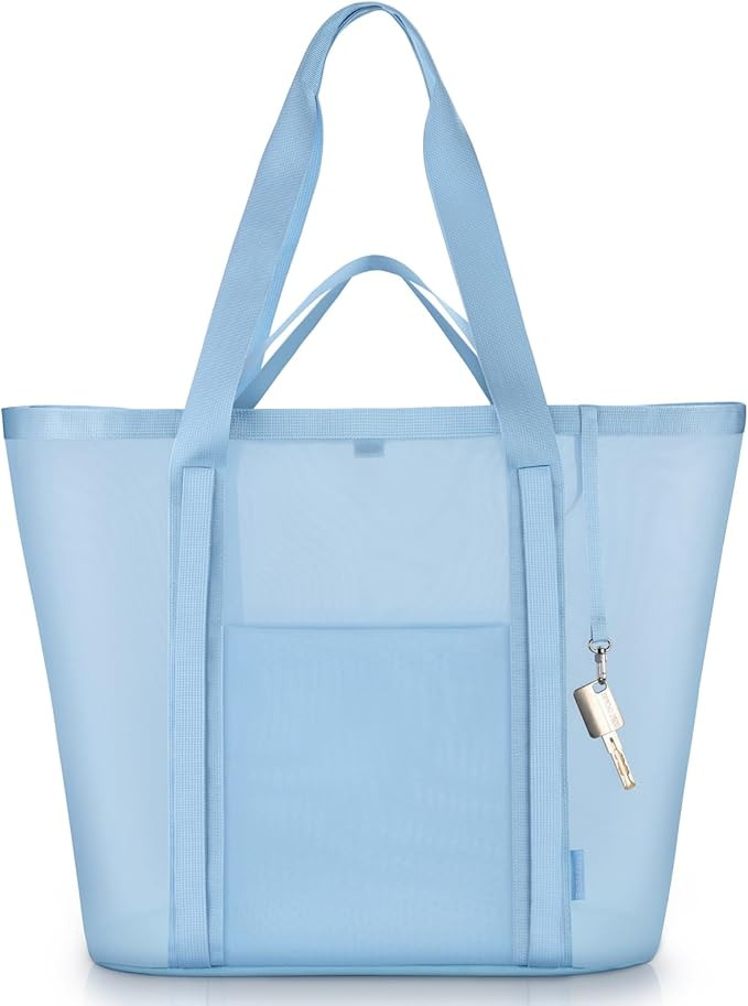 Mesh Beach Bag for Women with Towel Straps, Large Rinse-Through Beach Tote for Pool, Cruise & Vac... | Amazon (US)