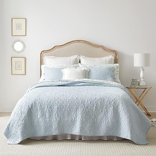 Laura Ashley Felicity Collection Quilt Set-100% Cotton, Reversible, All Season Bedding with Match... | Amazon (US)