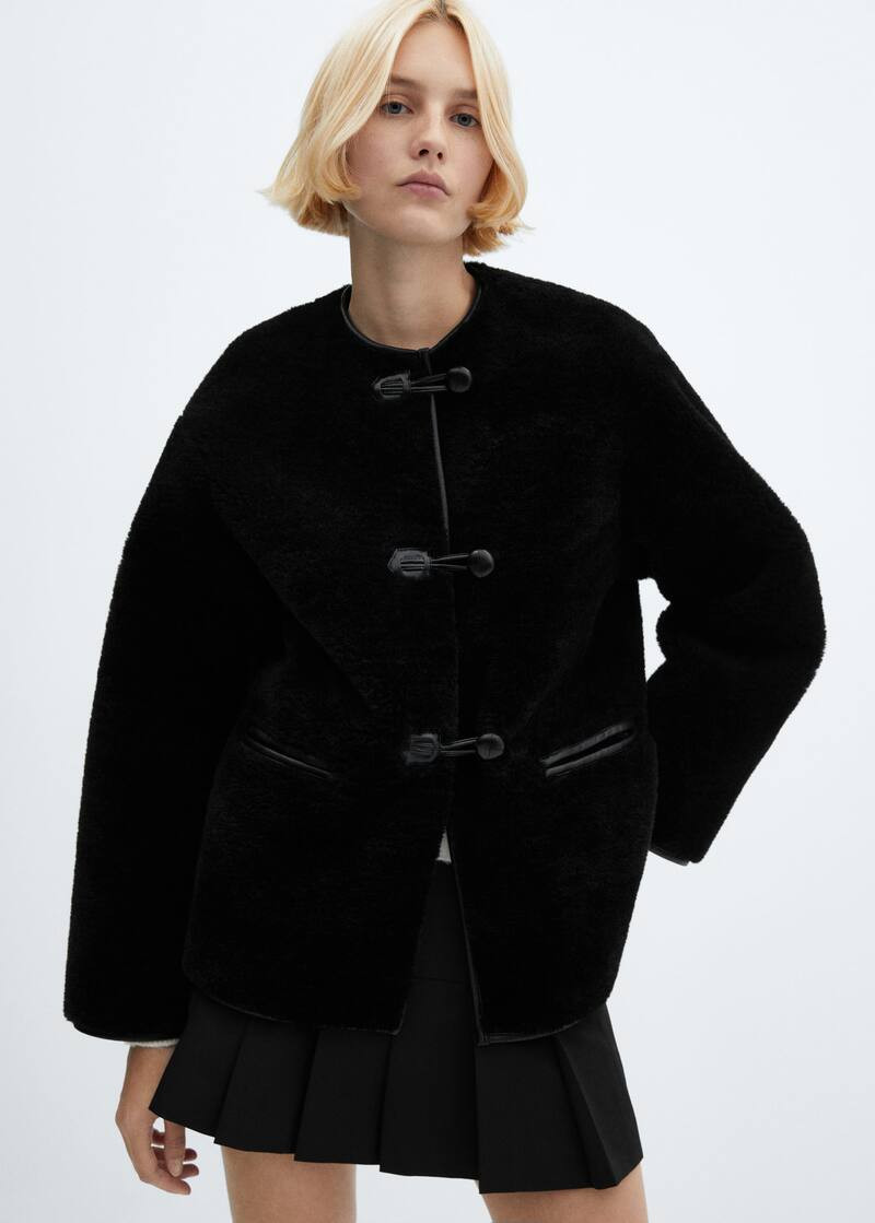 Fur-effect coat with appliqués -  Women | Mango USA | MANGO (US)