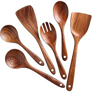 Kitchen Utensils Set,NAYAHOSE Wooden Cooking Utensil Set Non-stick Pan Kitchen Tool Wooden Cookin... | Amazon (US)