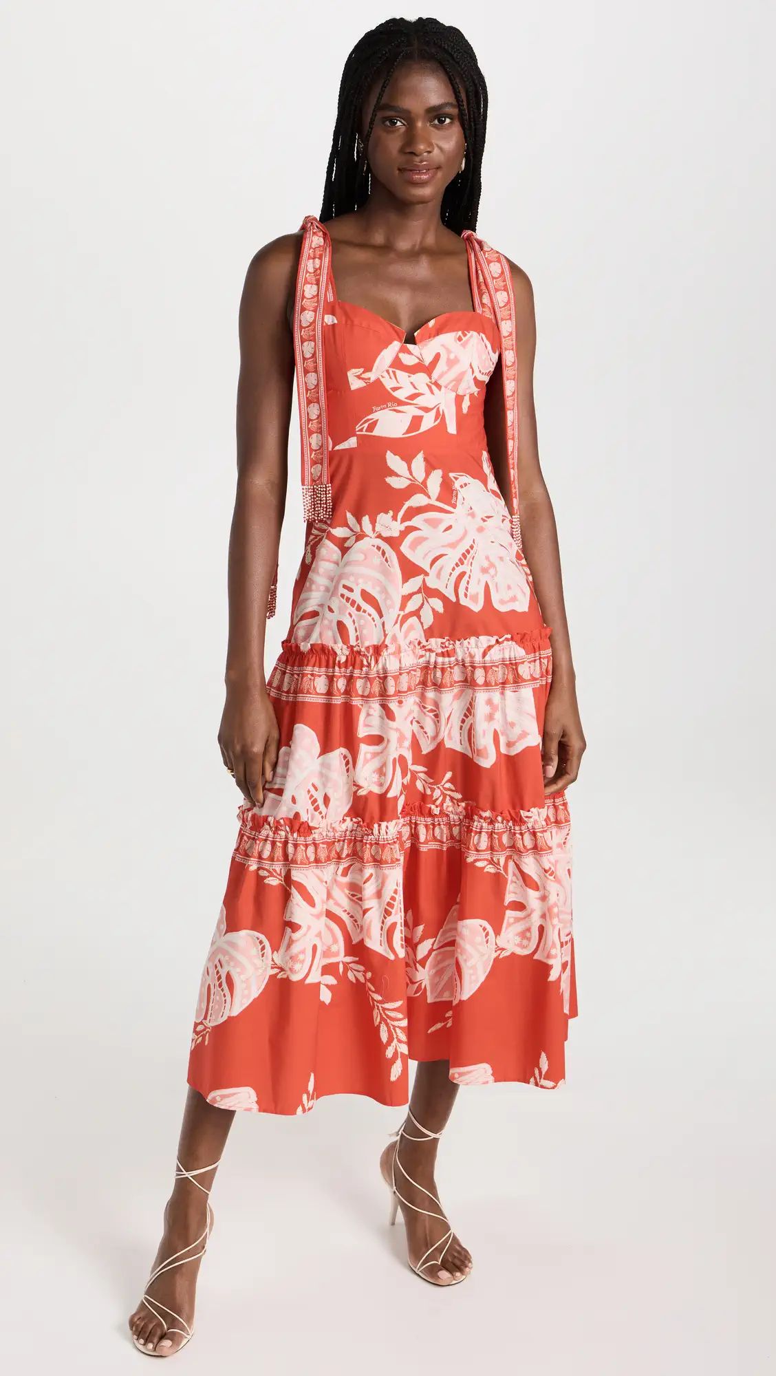 FARM Rio Lace Monsteras Red Midi DressAdd to My Designers | Shopbop