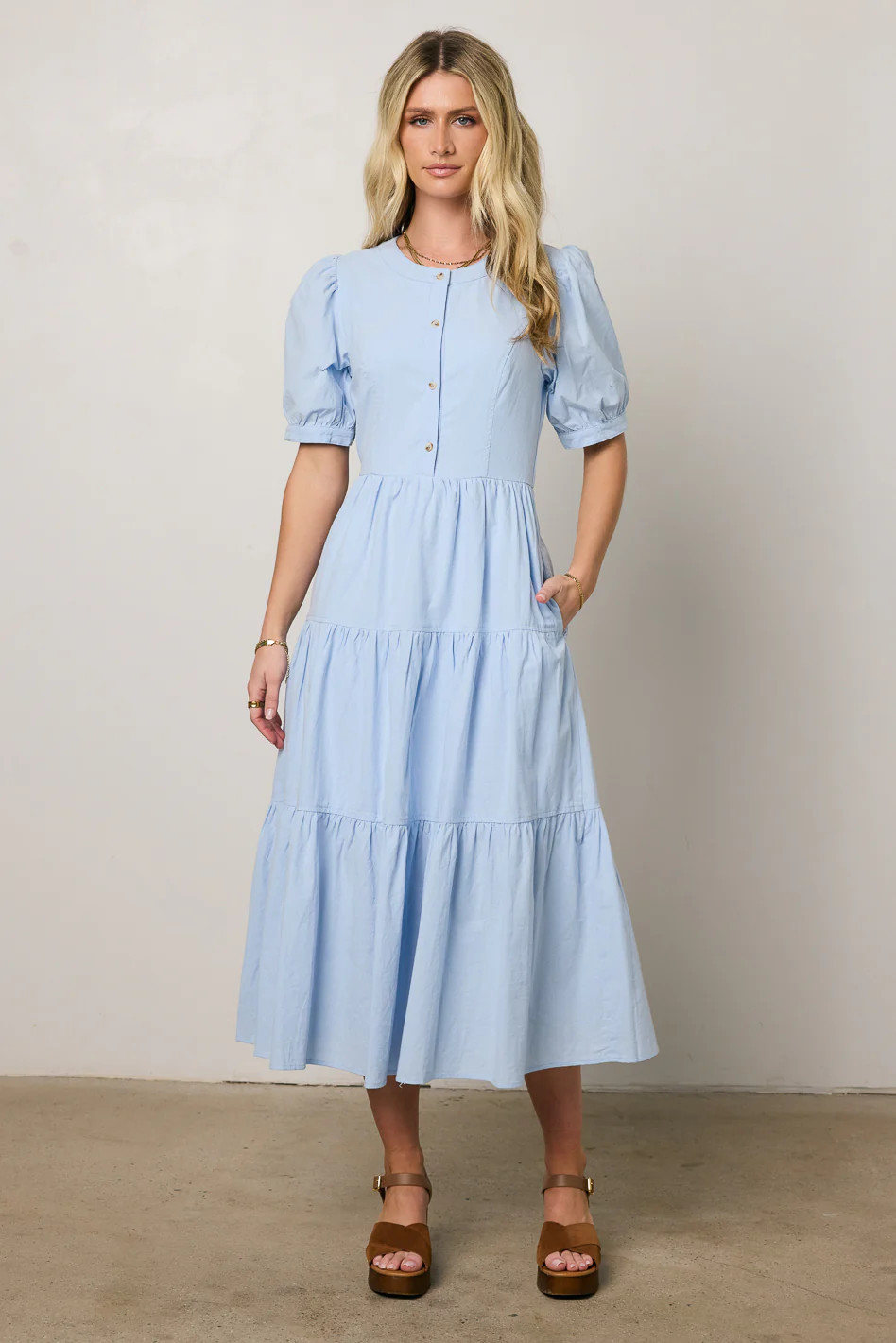 Finey Button Front Maxi Dress in Blue | Böhme US