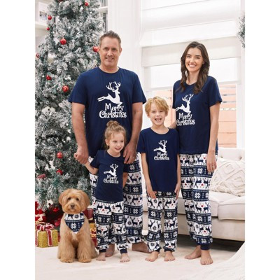 Christmas Reindeer Print Glow in the Dark Family Matching Pajamas Sets with Christmas Socks Deep Blue | Target