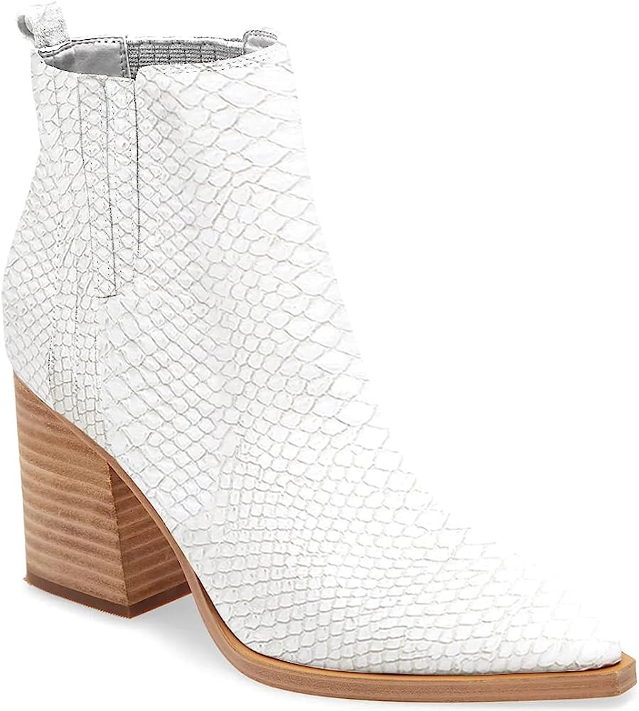 Imily Bela Womens Ankle Boots Pointed Toe Chunky Stacked Mid Heeled Faux Suede Leather Booties | Amazon (US)