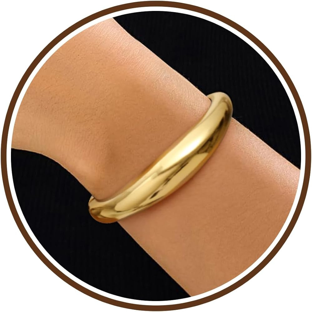 Chunky Gold Bracelet Gold Cuff Bangle Bracelets for Women Non Tarnish Teen Girl Gifts Trendy Stuf... | Amazon (US)