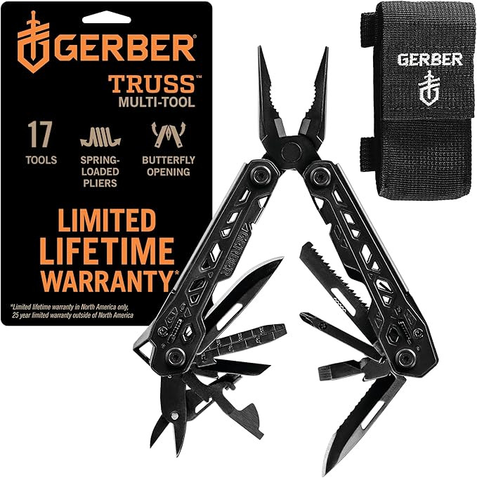 Gerber Gear Truss Multitool, Gifts for Men, 17-in-1 EDC Needle Nose Pliers, includes Pocket Knife... | Amazon (US)