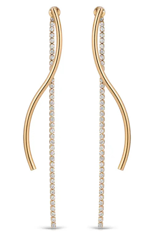 Ettika Swerve Cubic Zirconia Front/Back Earrings in Gold at Nordstrom | Nordstrom