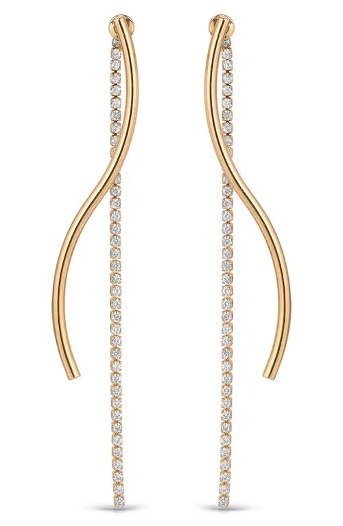 Ettika Swerve Cubic Zirconia Front/Back Earrings in Gold at Nordstrom | Nordstrom