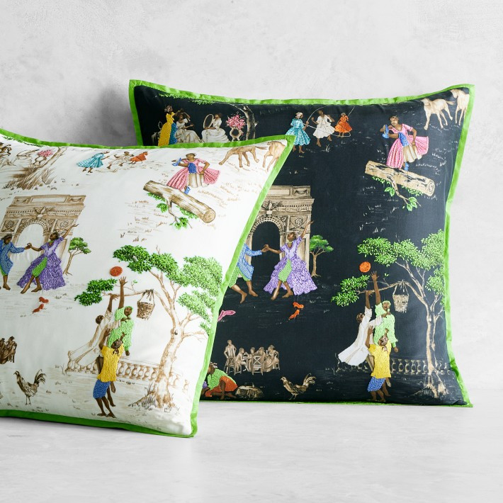 Williams Sonoma Home x Sheila Bridges Harlem Toile Print & Embroidered Pillow | Williams-Sonoma