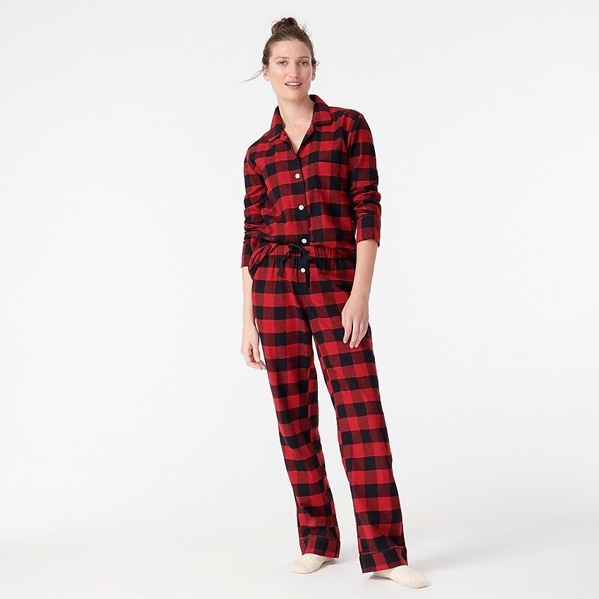 Long-sleeve flannel sleep set in buffalo check plaid | J.Crew US