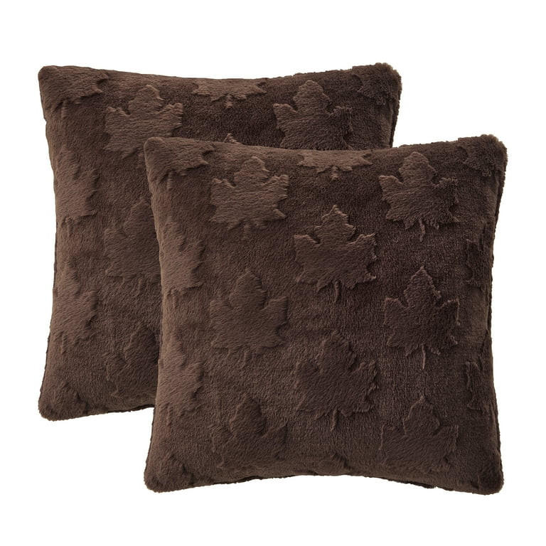 Mainstays Almohadas Decorativas de Hojas de Piel Sintética Talladas en Color Marrón de 18" x 18... | Walmart (US)