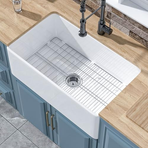 White Farmhouse Sink 30 x 18 Inch, Firecaly Apron Front Undermount Farm Kitchen Sink Single Bowl,... | Amazon (US)