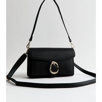 Black Buckle Flap Shoulder Bag Vegan New Look | New Look (UK)