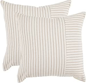 BOYSUM Khaki and Beige Throw Pillow Covers, 18x18 Farmhouse Pillow Covers Striped Throw Pillow Co... | Amazon (US)