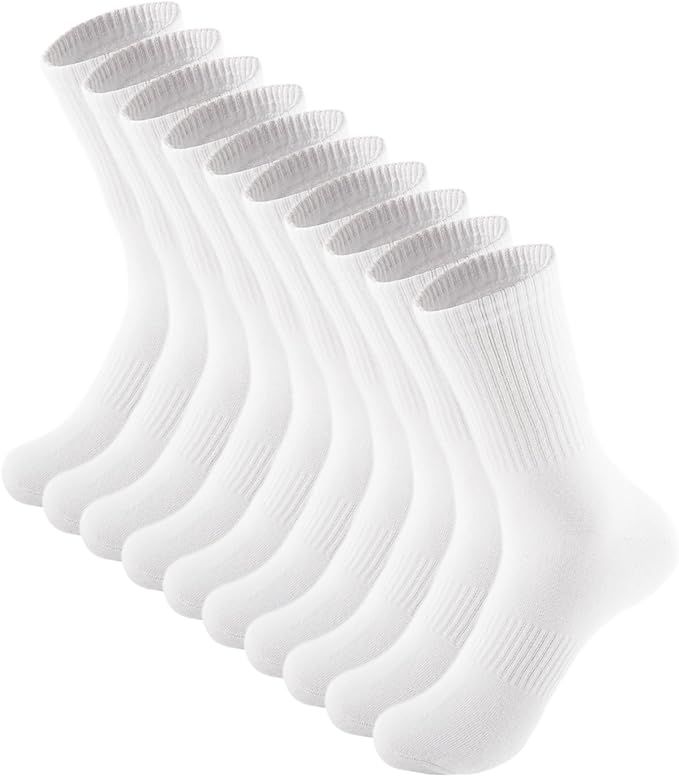 ACCFOD Womens Crew Socks Thin Cotton Long Socks Arch Support Casual Workout High Socks 5 Pairs | Amazon (US)