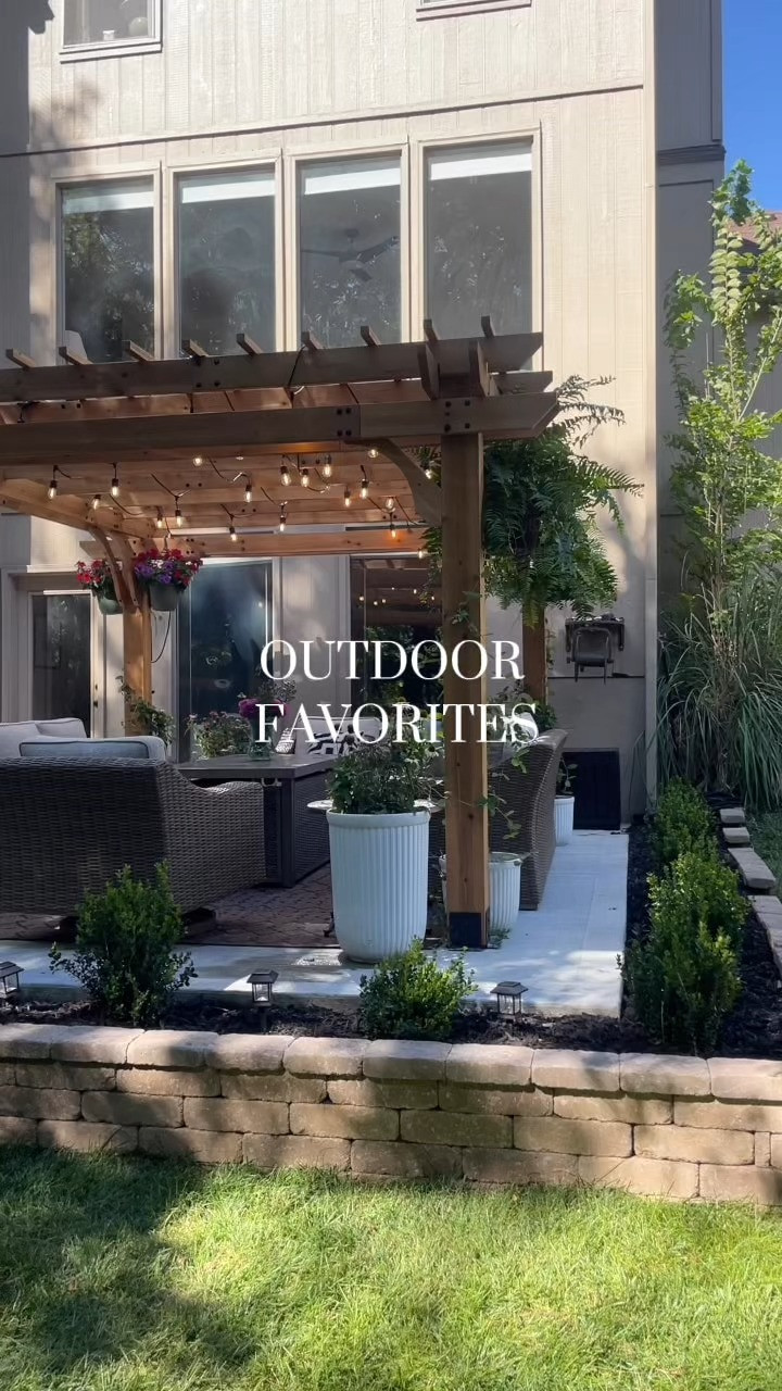 Here is a round up of our outdoor furnishings! We have the 12' x 14' pergola with 3 string lights. The dining rug is an 8' x 10' and the pergola rug is a 9' x 12'. 

 #LTKHome