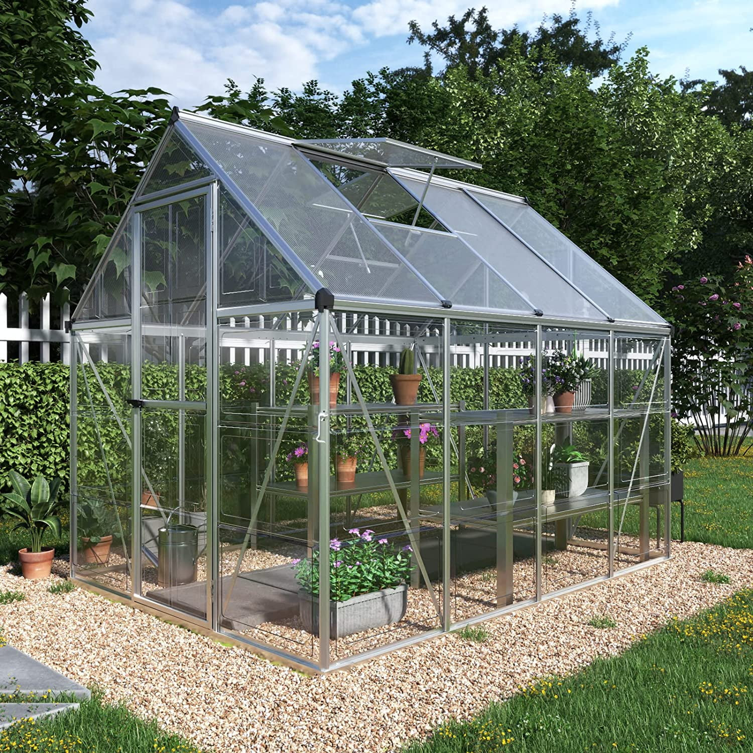 AMERLIFE 6x8 FT Hybrid Polycarbonate Greenhouse 2 Vent Window with Aluminum Hot House for Outdoor... | Walmart (US)