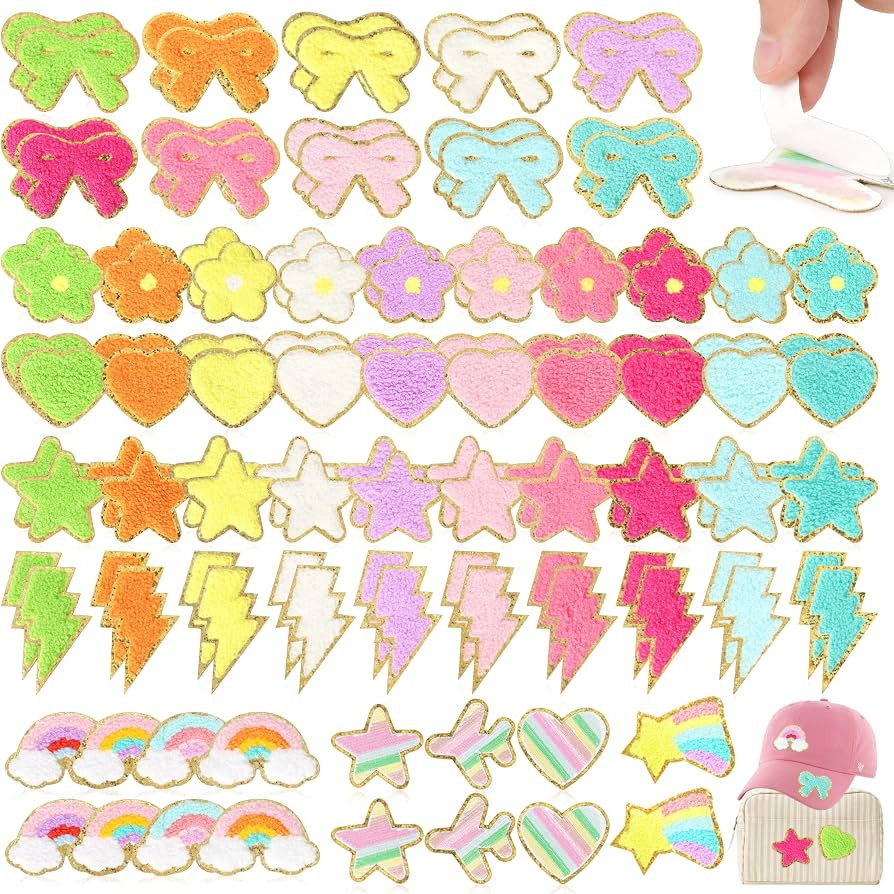 NICEVINYL Self-Adhesive Chenille Patches for Bags: 116PCS Multicolor Patch | Amazon (US)