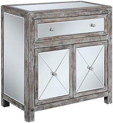 Convenience Concepts Gold Coast Vineyard Mirrored Hall Table, Weathered White / Mirror | Amazon (US)