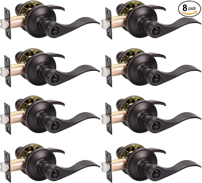 KNOBWELL 8 Pack Oil Rubbed Door Handles, Copper Bronze Door Handle Leverset, Interior Door Handle... | Amazon (US)