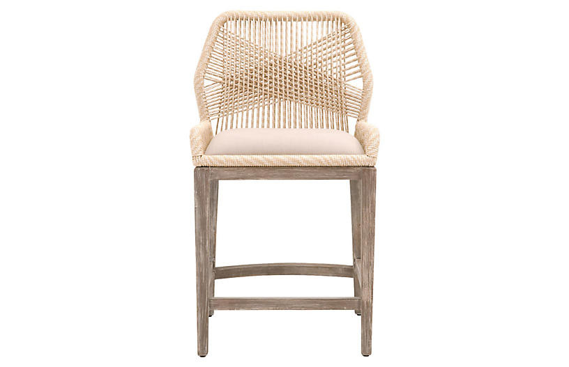 Easton Rope Counter Stool, Sand/Light Gray | One Kings Lane