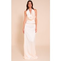 Champagne Satin Floaty Mid Rise Maxi Skirt | PrettyLittleThing US