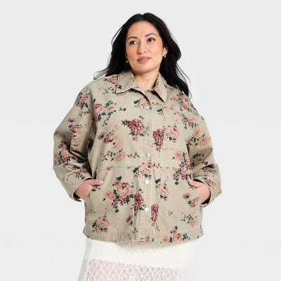 Women's Western Chore Coat - Universal Thread™ Khaki Floral 3X | Target