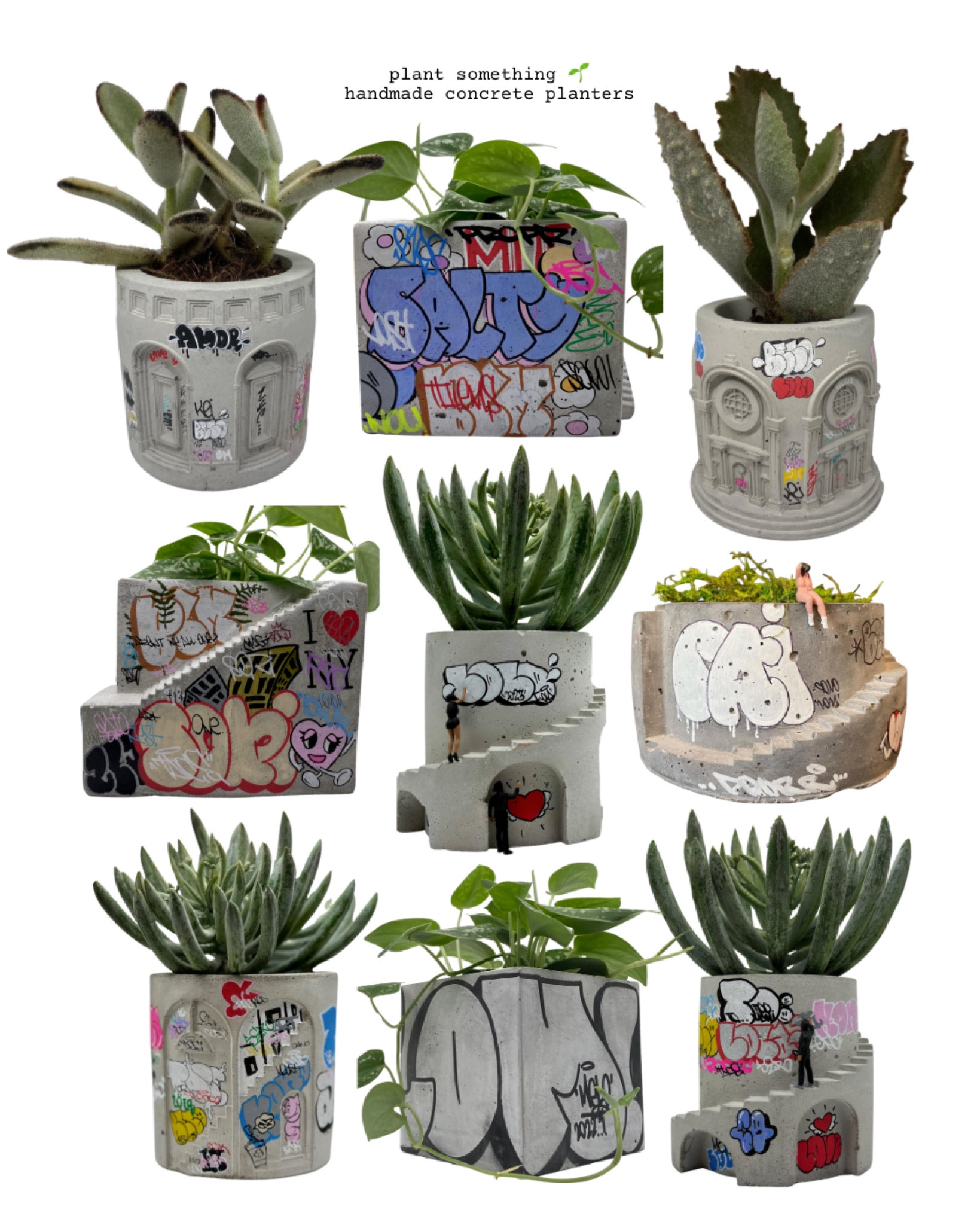 Handmade unique concrete planters with custom graffiti art. Earth Day & Plant Day art / home decor 🌱 



#LTKMostLoved #LTKHome #LTKSeasonal