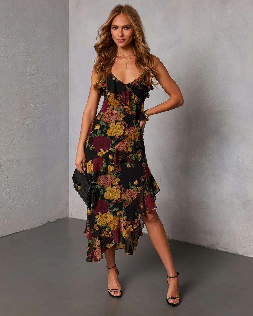 Garden Bliss Floral Tiered Midi Dress | VICI