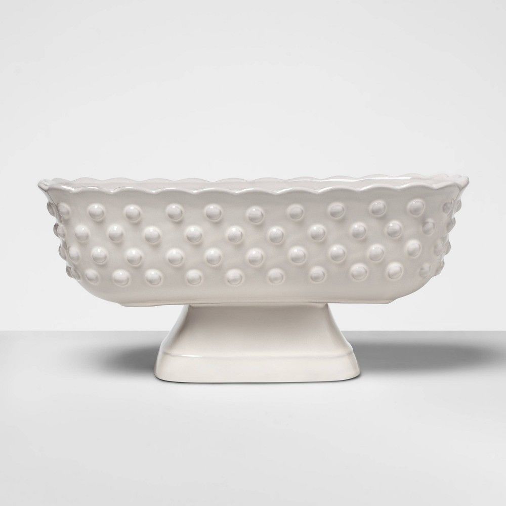 6.2"" x 5.3"" Hobnail Terracotta Footed Bowl White - Opalhouse | Target