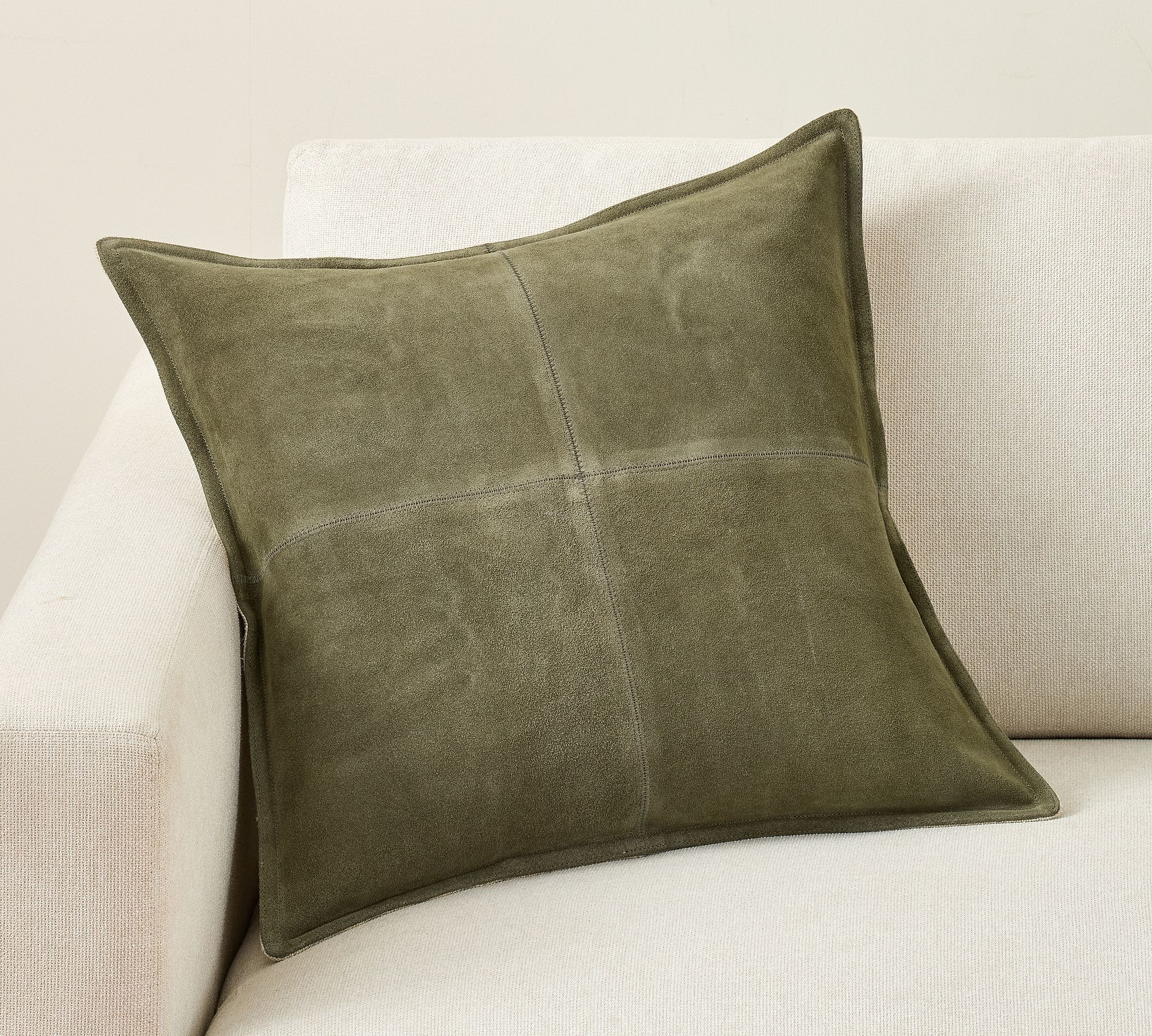 Pieced Suede Pillow Cover, 20"", Brindle | Pottery Barn (US)