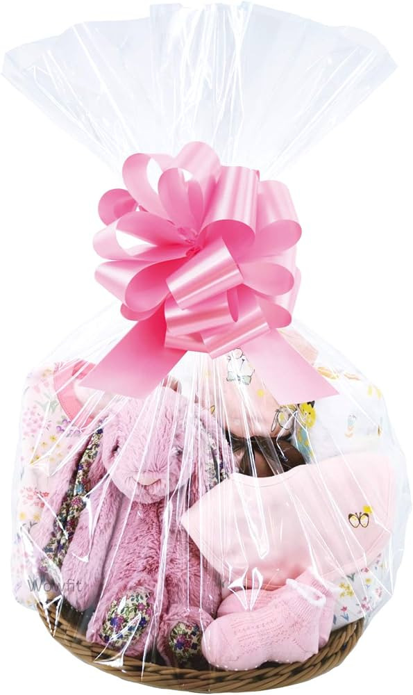 Wowfit 18x30 Cellophane Wrap for Gift Baskets, Clear, 10 Bags | Amazon (US)