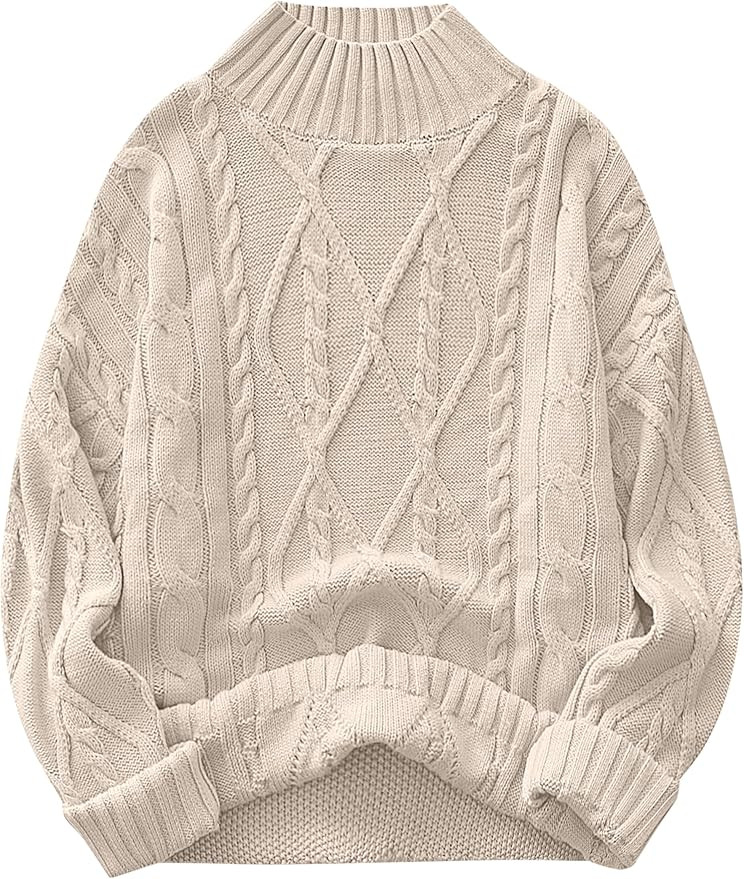 ANRABESS Sweaters for Women Oversized Long Sleeve Turtleneck Cable Knit Casual Loose Pullover Top... | Amazon (US)