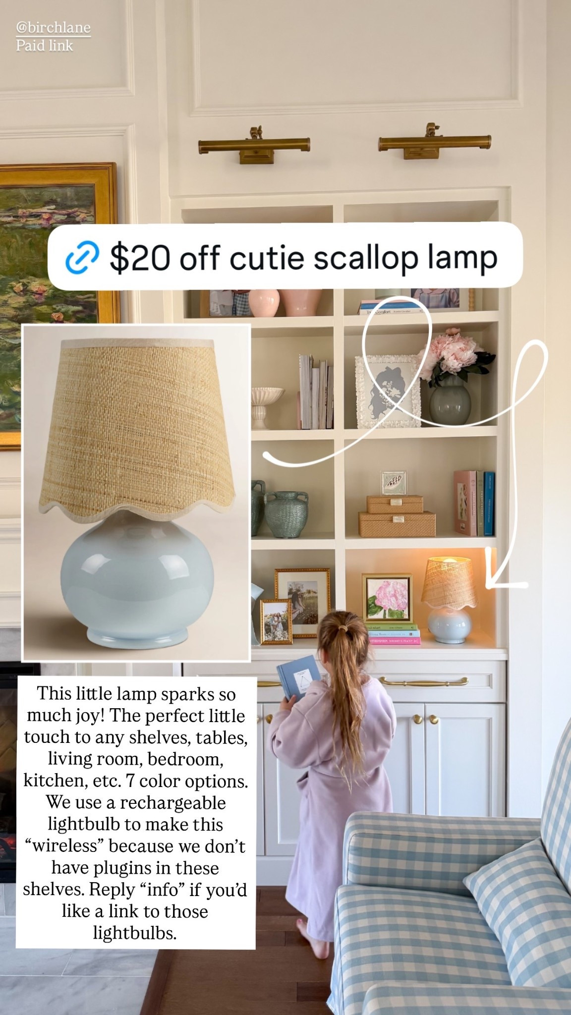 $20 off scallop lamp👏

This little lamp sparks so much joy! The perfect little touch to any shelves, tables, living room, bedroom, kitchen, etc. 7 color options. We use a rechargeable lightbulb to make this “wireless” because we don’t have plugins in these shelves.

Wayfair, birch lane, home decor, shelf decor, sale alert 

#LTKSaleAlert #LTKHome