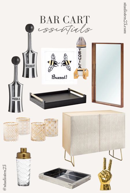 It's that time of the year when being a host becomes everyone's favorite hobby. 🥂 

Tap for a little bar cart inspo. 🍾

- Statement mirror
- Gold glasses
- Jonathan Adler Decanters 

#LTKunder100 #LTKstyletip #LTKhome